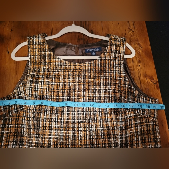 Chadwicks Boucle Tweed Brown Sleeveless Dress Size 16 Knee-Length Plus Size - Picture 8 of 8